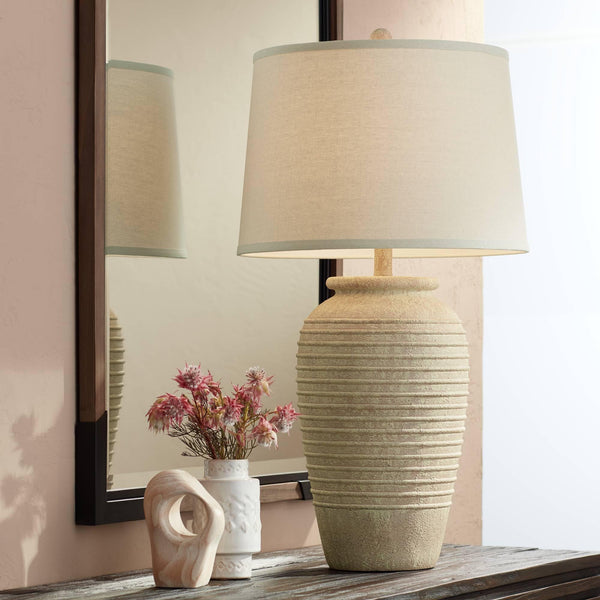Southwest Rustic Jug Table Lamps Set of 2 – 28" Sand Finish, Cream Shade