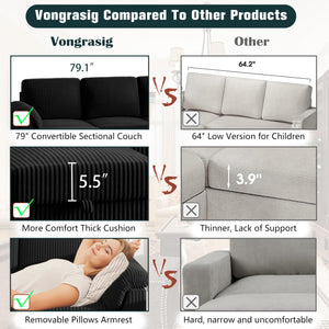 Convertible Sectional Sofa with Storage Ottoman