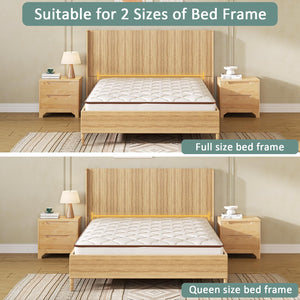 Fluted Wood Queen Headboard – Wall Mount, Wingback, Natural