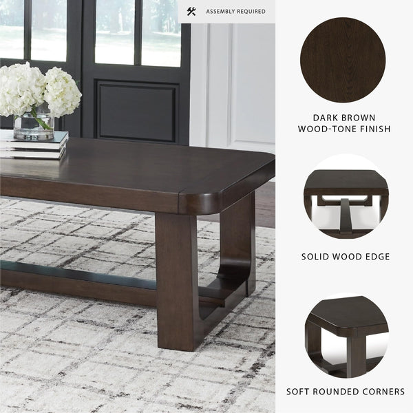 Modern Coffee Table with Trestle Base – Dark Brown