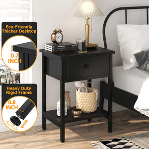 Nightstand Set of 2 with Drawers & Storage Shelf
