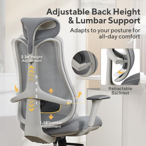 Ergonomic High-Back Mesh Office Chair with Adjustable Lumbar Support