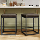 Counter Height Bar Stools with Faux Leather Cushion & Footrest