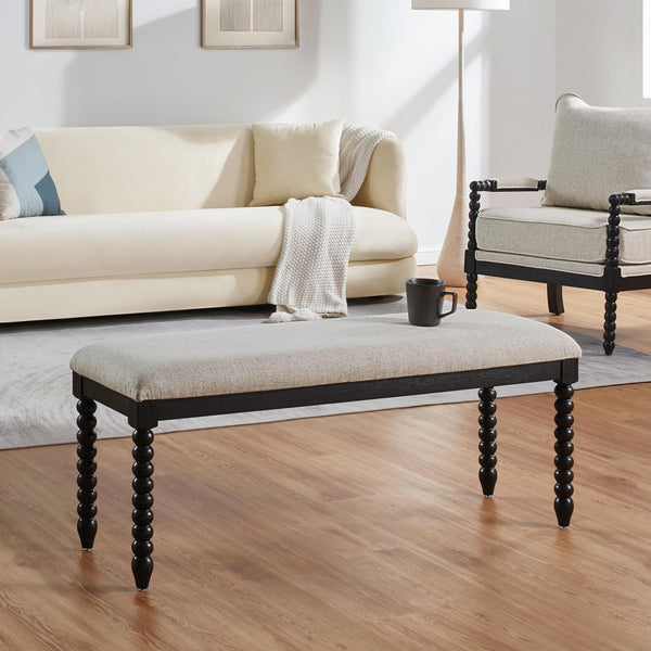 Upholstered Storage Bench with Wood Legs – 48" Entryway & Bedroom Ottoman