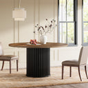 Round Dining Table 47-Inch MDF Metal Base Seats 4-6