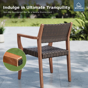 9-Piece Outdoor Patio Dining Set – Expandable Acacia Wood Table & Rattan Chairs