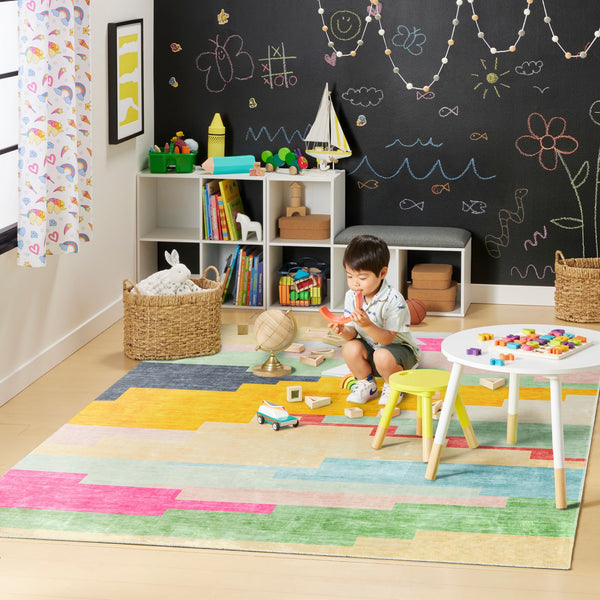 Southwest Pop Kids Washable Area Rug – Pink Multi