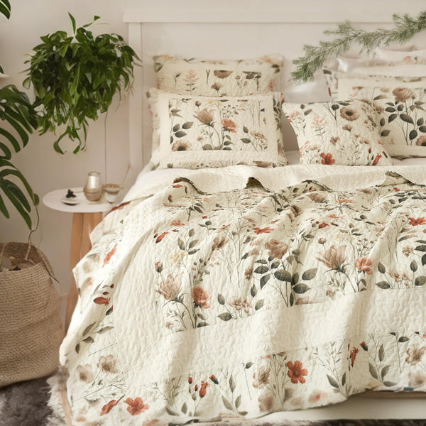 Floral Quilted Bed in a Bag Set – 12-Piece Complete Bedding