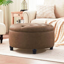 Round Storage Ottoman with Removable Tufted Top