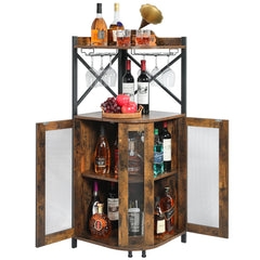 Corner Bar Cabinet with LED Lights