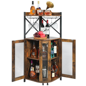 Corner Bar Cabinet with LED Lights