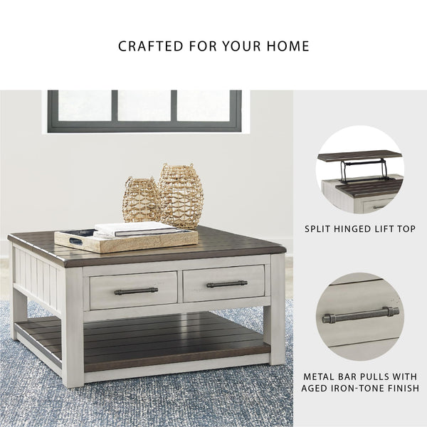 Farmhouse Lift-Top Coffee Table with Drawers & Casters
