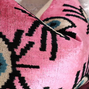 Pink Evil Eye Velvet Throw Pillow 16" x 24"