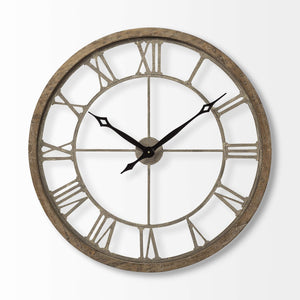 Oversized Farmhouse Round Wall Clock – Solid Wood, Roman Numerals