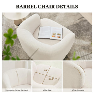 360° Swivel Barrel Accent Chair – Boucle Upholstered