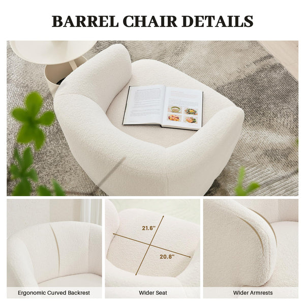 360° Swivel Barrel Accent Chair – Boucle Upholstered