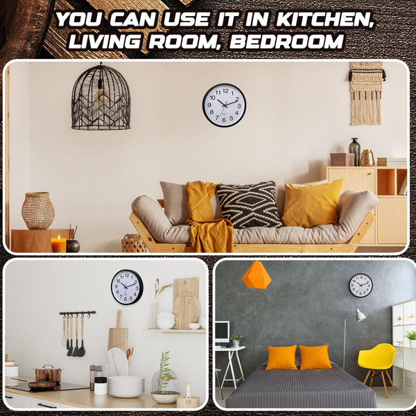 12-Piece Silent Wall Clock Set 12 Inch Non-Ticking Quartz Analog Battery Operated