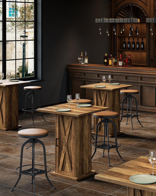 Square Bar Table with 3-Tier Storage Cabinet