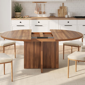 Extendable Round Dining Table 43–59 Inch for 4–8 People
