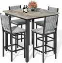 5-Piece Counter Height Dining Table Set with Upholstered Bar Stools