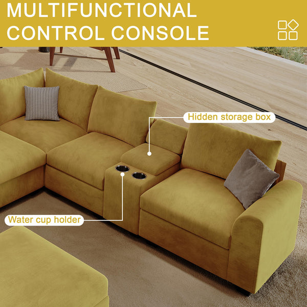 120" L-Shaped Modular Sectional Sofa with Storage & USB Ports