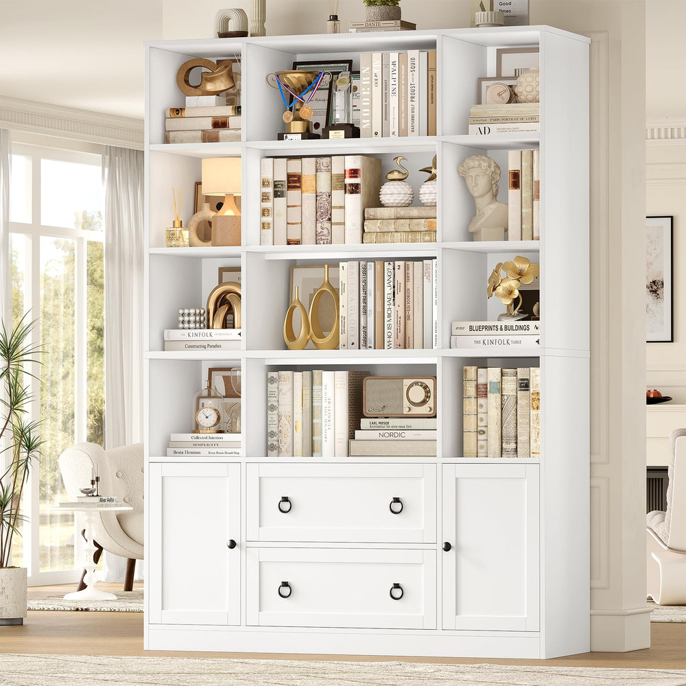 71 Inch Tall Bookcase with Doors and Drawers