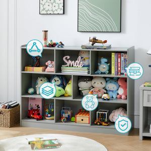 3-Tier 8-Section Bookshelf Storage Organizer