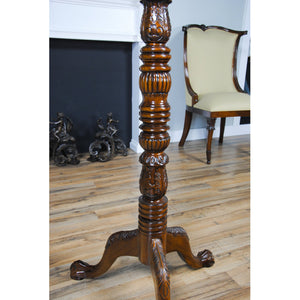 Mahogany Coat Tree Free Standing with Brass Hooks