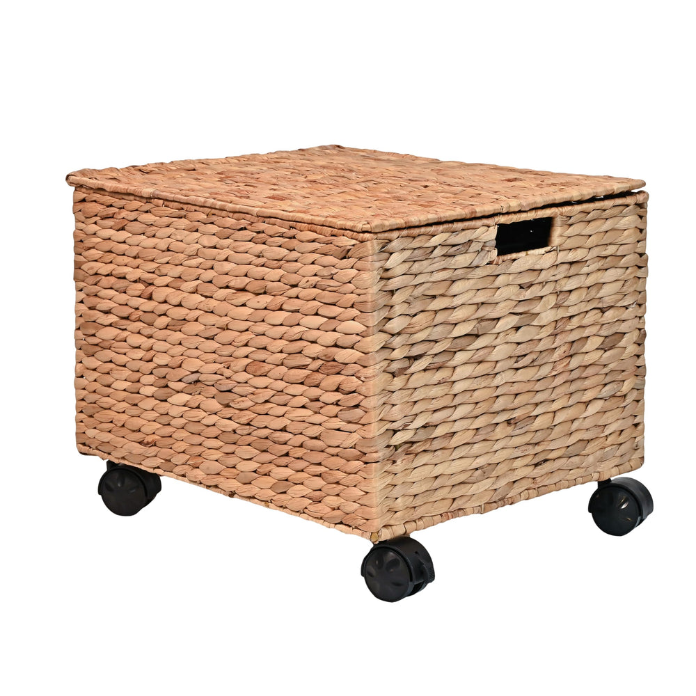Hyacinth Rolling Filing Basket with Lid & Lockable Wheels