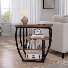 4-Tier Industrial End Table with Storage Shelves