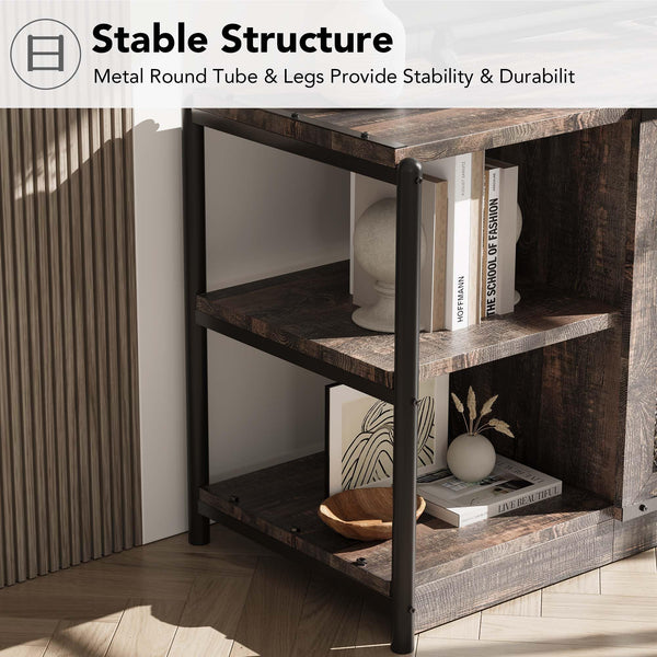 65-75 Inch Farmhouse TV Stand with Storage Cabinet