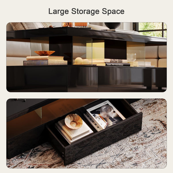 LED Coffee Table with Storage Drawer