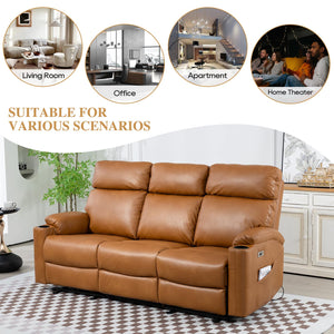 3-Seat Power Recliner Sofa with Hidden Console & USB Charging
