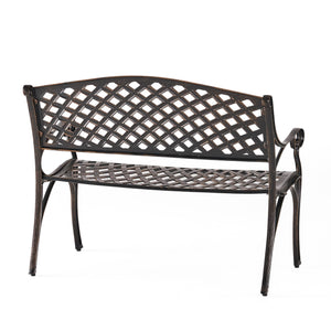Outdoor Cast Aluminum Bench – Antique Copper