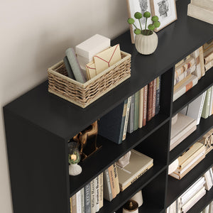 7-Tier Dual-Row Bookshelf with 14 Open Shelves