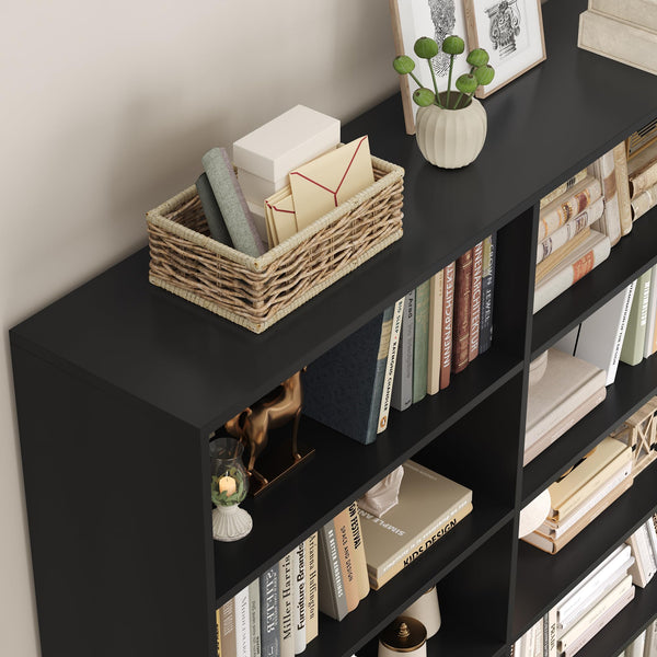 7-Tier Dual-Row Bookshelf with 14 Open Shelves
