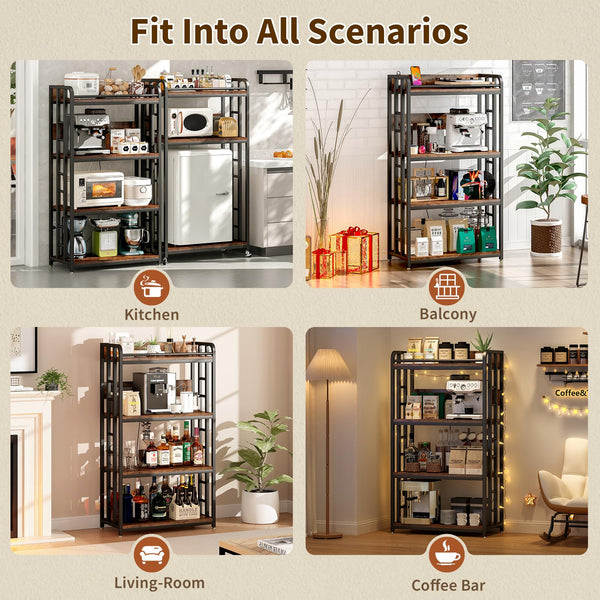 4-Tier Kitchen Baker's Rack with Power Outlet & Wheels