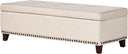 Storage Ottoman with Tufted Lid & Nailhead Trim