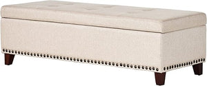 Storage Ottoman with Tufted Lid & Nailhead Trim