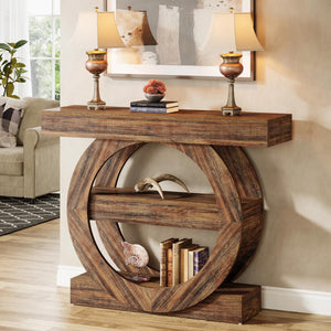 3-Tier Farmhouse Console Table with Storage Shelves
