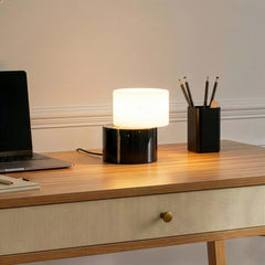 Marble Base Dimmable LED Table Lamp with Frosted Glass Shade