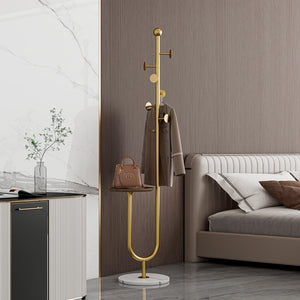 Gold Metal Coat Rack with Marble Base