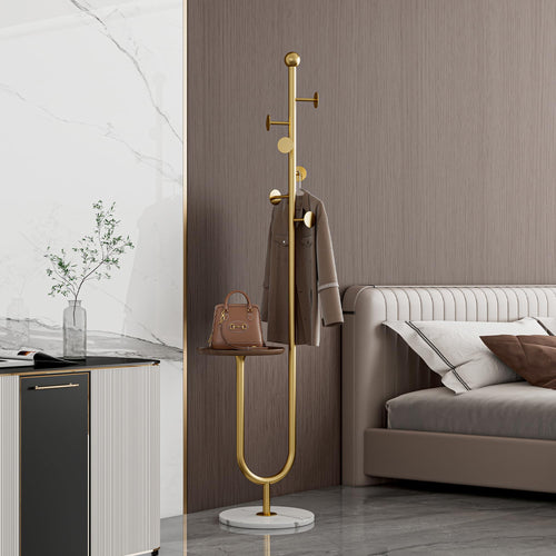 Gold Metal Coat Rack with Marble Base