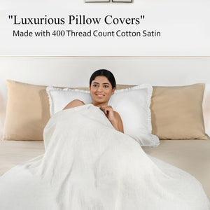 White Cotton Ruffle Throw Pillow Covers – Pack of 2