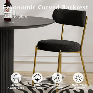 Modern Oval Dining Table Set with Boucle Chairs – 4 to 6 Seats