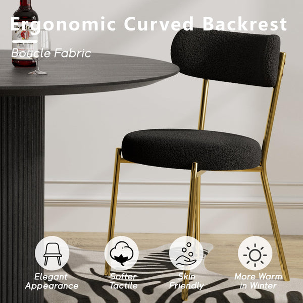 Modern Oval Dining Table Set with Boucle Chairs – 4 to 6 Seats