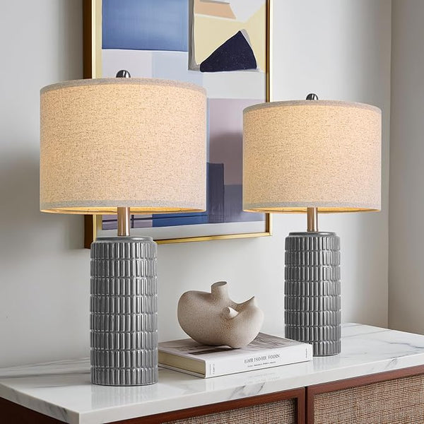 Farmhouse Ceramic Table Lamps Set of 2