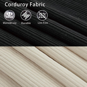 Modular Sectional Sofa with Corduroy Upholstery & Lumbar Pillows