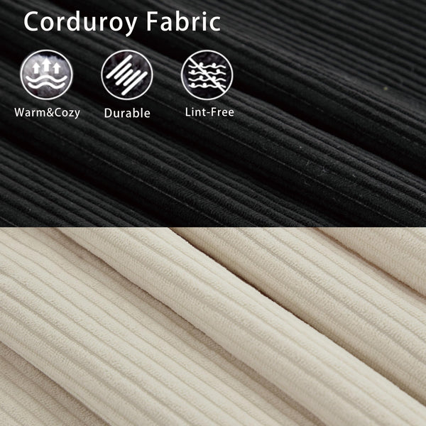 Modular Sectional Sofa with Corduroy Upholstery & Lumbar Pillows