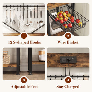 6-Tier Kitchen Baker's Rack with Power Outlet